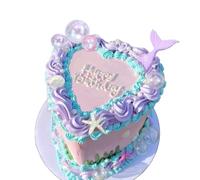 Mermaid Heart Cake Topper for Vintage Mermaid Theme Cake