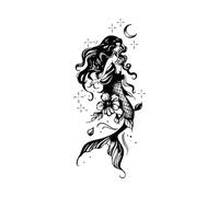 Mermaid Herbal Temporary Tattoos, Semi-permanent Non-reflective, Waterproof For Men And Women On The Arm, Lasting 2 Weeks, Fake Tattoo(1pcs)