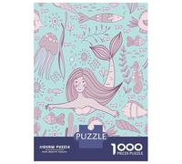 Mermaid Illustration 1000 Piece Jigsaw Puzzle for Adults Ocean Animals 1000 Pieces Puzzle Game Relaxing Family Fun 38x26cm/1000pcs