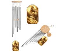 Mermaid in Gold Full Moon Printed Wind Chimes for Outside Memorial Deep Tone Hanging Windchimes for Garden Yard DéCor