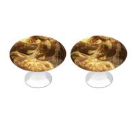 Mermaid in Gold Full Moon Round Cabinet Knobs Set of 2 Stainless Steel Kitchen Cupboard Door Handles 28mm Diameter