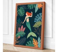 Mermaid in Paradise Tropical Canvas Wall Art Print 24x16 Inch