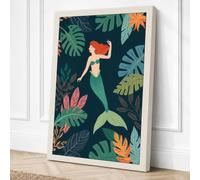 Mermaid in Paradise Tropical Canvas Wall Art Print 30x20 Inch