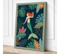 Mermaid in Paradise Tropical Canvas Wall Art Print 30x20 Inch