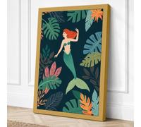 Mermaid in Paradise Tropical Canvas Wall Art Print 36x24 Inch