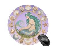 Mermaid in Shell Mandala Mouse Pad Non-Slip Rubber Base Mouse Mat Smooth Surface Stitched Edges Mousepad Aesthetic Durable Compatible with All Mice for Office & Gaming, Desk Accessory