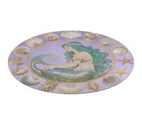 Mermaid in Shell Mandala Round Area Rug Non Slip Backing Doormat Water Absorbent Plush Throw Low-Pile Non-Slip Floor Mat Carpet for Living Room Bedroom Entryway Nursery Room 60 * 60cm