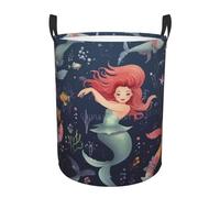 Mermaid In The Ocean - Circular Laundry Basket â€“ Waterproof, Lightweight, And Durability With Handles | Collapsible Laundry Hamper For Home Décor And Versatile Storage