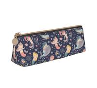 Mermaid in The Ocean Print Student Pencil Case Large Capacity Triangle Pouch Daily Essentials School College
