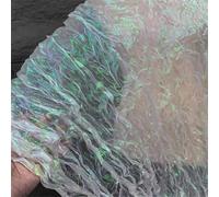 Mermaid Iridescent Laser Gradient Wave Organza Fabric Pleated Tulle for Handcraft Decoration
