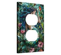 Mermaid Light Switch Cover Plate, Emerald Green Undersea Decor for Seasonal Home Accents, Thermoplastic Wall Plates, Standard Size Single Duplex Outlet