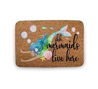 Mermaid, Mermaid Welcome Mat, 16'X24' Multicolor, Adult, Unisex, Water Resistant, Non Slip, Low Pile, Machine Made, Porch, Kitchen, Laundry Room, Spot Clean Only Retro Metal Tin Sign 8X12 Inches