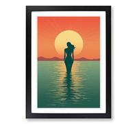 Mermaid Minimalism Framed Wall Art Print A2 Black