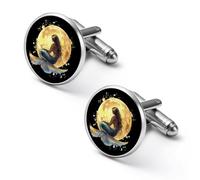 Mermaid Moon Elegant Men’s Cufflinks Lightweight Alloy Cuff Links Clothing Accessories for Shirts Formal 2.0cm
