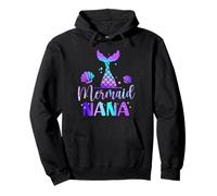 Mermaid Nana of The Birthday Mermaid Birthday Crew Family Pullover Hoodie