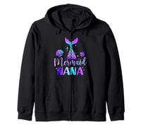 Mermaid Nana of The Birthday Mermaid Birthday Crew Family Zip Hoodie