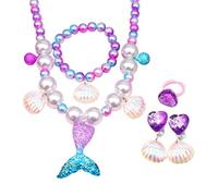 Mermaid Necklace Bracelet Set Jewelry Kit Shell Ring Earrings Organza Bags Party Costume Supplies