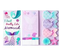 Mermaid Notes Set, 550 Sheets,Cute Cartoon Dog Post It Notes with 3 Point Pens, Self-Adhesive Writing Memo Pages Back to School Office Supplies