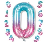 Mermaid Number 0 Balloons 40 Inch, Large Purple Teal Rainbow Number Balloons 0-9 Set, Starry 0 Mylar Foil Balloon Numbers for Girls Women Baby Shower Birthday Graduation Anniversary Party Decorations