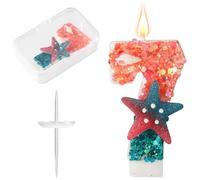 Mermaid Number Candle, Starfish Birthday Seventh Candle Mermaid 7th Cake Topper Decoration for Girls Kids Birthday Baby Shower Weddings Party Decor Supplies (Number 7)
