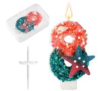 Mermaid Number Candle, Starfish Sea Birthday Eighth Candle Mermaid 8th Cake Topper Decoration for Girls Kids Birthday Baby Shower Weddings Party Decor Supplies (Number 8)
