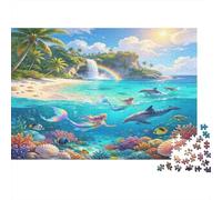 Mermaid Ocean Scene 1000 Piece Jigsaw Puzzle for Adults Paper Jigsaw Puzzle Underwater Island View Relaxation Focus Home Decor Gift 70x50cm/1000pcs