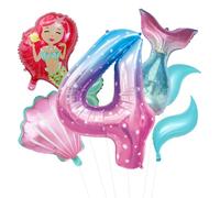 Mermaid Party Balloons Set, 40-inch 4-year-old Balloon Set, Suitable for Underwater Theme Parties, Birthdays, Anniversaries, and Underwater Birthday Party Decorations (4th)