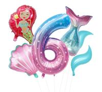 Mermaid Party Balloons Set, 40-inch 6-year-old Balloon Set, Suitable for Underwater Theme Parties, Birthdays, Anniversaries, and Underwater Birthday Party Decorations (6th)