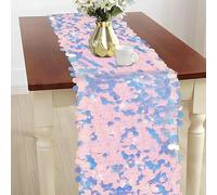 Mermaid Party Table Runner, 30x213cm Mermaid Sequin Table Cloths for Parties, Glitter Holographic Sequin Mermaid Table Cover Decorative for Mermaid Party Supplies