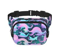 Mermaid Pastel Pink Aqua print Fanny Pack Purse with Adjustable Strap Square Double Layer Waist Bag Belt Unisex Everywhere