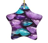 Mermaid Pastel Pink Purple Aqua Printing Vintage Christmas Ornaments Ceramic Star Design For Tree Farmhouse