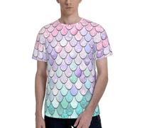 Mermaid Pastel Pink Purple Aqua Tea Print Men Short Sleeve T-Shirt Soft Casual Office Gym Summer Office Environments Wear