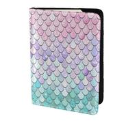 Mermaid Pastel Pink Purple Aqua Tea Print Passport Holder for Travel,Wallet Case RFID Blocking Leather Card Slot Protector