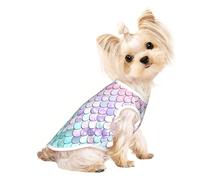 Mermaid Pastel Pink Purple Aqua Tea Print Pet Sleeveless T-Shirt Lightweight Soft Vest Apparel Wear Indoor Outdoor Tank Top
