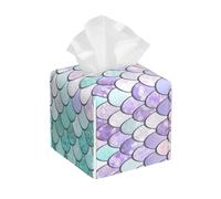 Mermaid Pastel Pink Purple Aqua Tea Print Tissue Box Cover, Leather Tissue Holder Decorative Tissue Box Holder For Kitchen, Bathroom