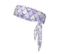 Mermaid Pastel Pink Purple Aqua Tea Sports Headband Double-Sided Head Wrap Breathable Sweat Wicking For Running Tennis Cycling