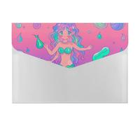 Mermaid Pastel Purple Aqua File Folder 6-Pocket, Waterproof Accordion File Organizer with Snap Closure, Expanding Document Holder for Office, Home