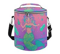 Mermaid Pastel Purple Aqua Lunch Bag, 15L Portable Leakproof Picnic Basket with Shoulder Strap, Insulated Picnic Cooler Bag for Camping, Beach, Hiking & Groceries