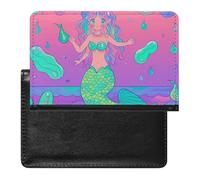 Mermaid Pastel Purple Aqua Passport Holder with 3 Card Slots, Portable PU Leather Travel Wallet, Slim Protective Cover for Passport, ID, Credit Cards