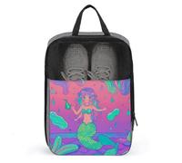 Mermaid Pastel Purple Aqua Shoe Bag Waterproof & Breathable Shoe Pouch for Travel, Portable Carry Case for Sports Sneakers, Gym, Vacation