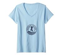 Mermaid Patrol Security Ocean Guardian Mythical Protector V-Neck T-Shirt, Women, Baby Blue, S