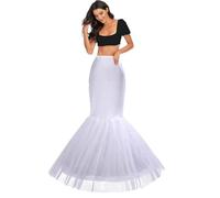 Mermaid Petticoat Wedding Hoop Petticoat Crinoline Skirt Hoop Underskirt Shaping Full Slips Fishtail Petticoat for Wedding Dress Prom Dress Costume 1 Ring Tail Petticoat(White,12)