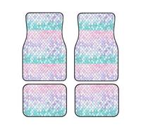 Mermaid Pink Purple Print Car Floor Protection Set 4 Pieces Foot Mat Fit Vehicle Anti-Slip Cushion Waterproof