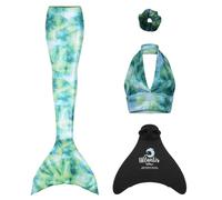 Mermaid Planet Sparkle Siren Deluxe Adult Mermaid Tail Set in Mystic Reef. Includes Swimmable Tail, Bikini Top, Scrunchie & Atlantis Monofin. UK 10-12