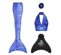 Mermaid Planet Sparkle Siren Deluxe Adult Mermaid Tail Set in Ocean Sparkle, Includes Swimmable Tail, Bikini Top, Scrunchie & Atlantis Monofin, UK 8-10