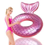 Mermaid Pool Inflatables Swimming Rings for Adults, 90cm Pool Swimming Float Cute Pool Float Tube Rings Pool Floaties for Women Summer Beach Pool Party Water Sport