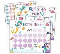 Mermaid Potty Trainning Sticker Chart for Toddlers Boys Girls, 10 Potty Training Chart with 216 Stickers & 1 Routine Card - A11