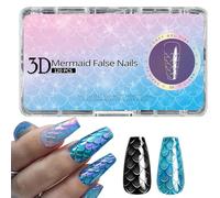 Mermaid Press on Nails Strong Soft Tight Fit Scale Design Multi-Purpose