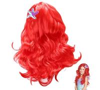 Mermaid Princess Ariel Wig Long Curly Hair Wigs Women Ariel Wig Kids Costume Accessories Girls Mermaid Princess Red Wig Halloween Cosplay Carnival Fancy Dress