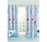 Catherine Lansfield Mermaid 66x72 Inch Fully Reversible Two Curtain Panels Blue/Pink